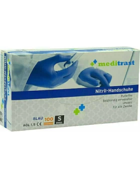 Meditrast Nitril-Handschuhe Γάντια Νιτριλίου Χωρίς Πούδρα σε Μπλε Χρώμα 100τμχ