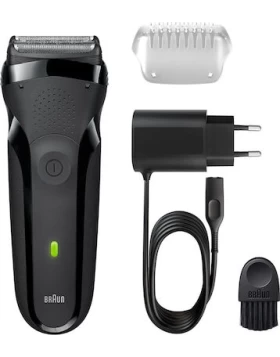 Braun 300s Black Ξυριστική Μηχανή Προσώπου Επαναφορτιζόμενη