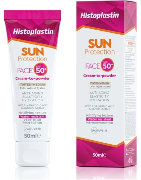 Heremco Histoplastin Sun Protection Face Cream To Powder Tinted Medium SPF50+ Αντηλιακή Κρέμα Προσώπ