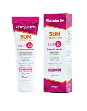 Heremco Histoplastin Sun Protection Face Cream To Powder Tinted Medium SPF30 Αντηλιακή Κρέμα Προσώπο