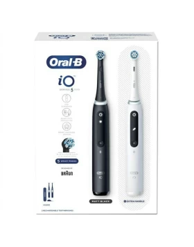 Oral-B iO Series 5 Duo Pack Ηλεκτρική Οδοντόβουρτσα με Αισθητήρα Πίεσης και Θήκη Ταξιδίου Λευκό & Μα