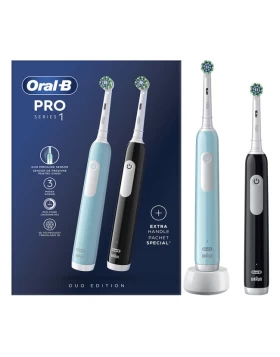 Oral-B Pro Series 1 Duo Edition Ηλεκτρική Οδοντόβουρτσα Γαλάζια και Μαύρη 2τμχ.