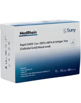 SunyBio Medrhein SARS-CoV-2 & Flu A/B 5τμχ Διαγνωστικό Τεστ Ταχείας Ανίχνευσης Αντιγόνων με Ρινικό Δ