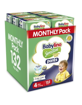 Babylino Cotton Soft Monthly Pack Πάνες Βρακάκι No. 4 για 7-13kg 132τμχ