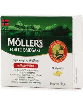 MOLLER`S Forte Μουρουνέλαιο Μίγμα Ιχθυελαίου & Μουρουνέλαιου Πλούσιο Σε Ω3 Λιπαρά Οξέα, 30 Κάψουλες