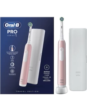 Oral-B Pro Series 1 Ηλεκτρική Οδοντόβουρτσα με Χρονομετρητή και Θήκη Ταξιδίου Ροζ