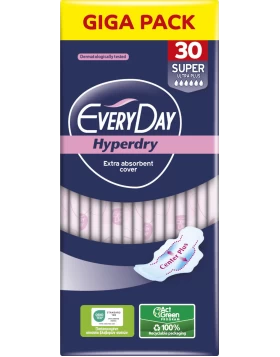 EveryDay Hyperdry Super Ultra Plus Σερβιέτες με Φτερά 6 Σταγόνες Giga Pack 30 Τεμάχια