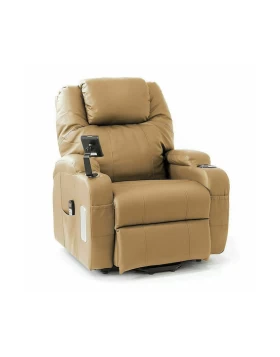 Ηλεκτρική Πολυθρόνα horizon Relax Massage με Υποπόδιο από Δερματίνη Light Brown 90x95x110cm 09-2-188