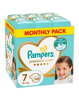  PAMPERS Premium Care No. 7 για 15+kg 108τμχ