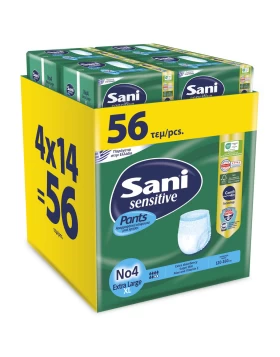 Sani Pants Sensitive Ελαστικό Εσώρουχο Ακράτειας Νο4 Extra Large 56τμχ (4x14τμχ) Super Value Pack