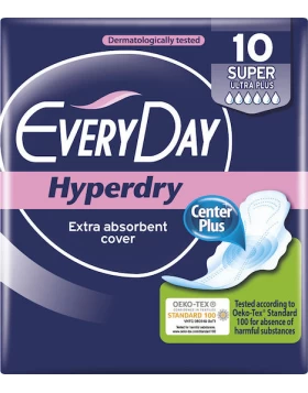 Every Day Hyperdry Super Ultra Plus Σερβιέτες με Φτερά για Αυξημένη Ροή 6 Σταγόνες 10τμχ
