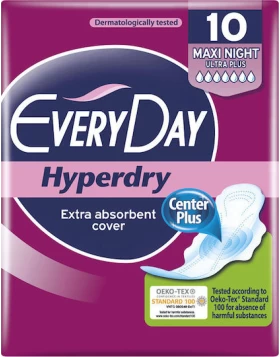 Every Day Hyperdry Maxi Night Σερβιέτες με Φτερά Νυκτός για Αυξημένη Ροή 7 Σταγόνες 10τμχ