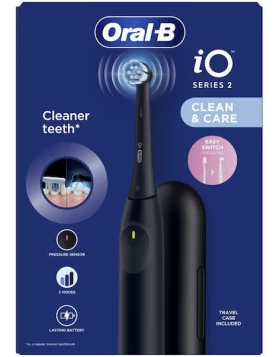 Oral-B iO Series 2 Ηλεκτρική Οδοντόβουρτσα με Αισθητήρα Πίεσης και Θήκη Ταξιδίου Μαύρη
