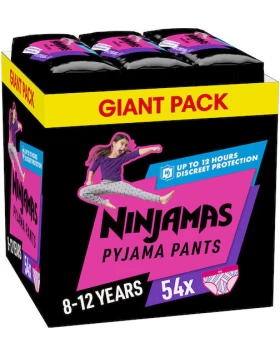  Pampers Πάνες Βρακάκι Ninjamas Girl Monthly Pack για 27-43kg 54τμχ