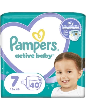 Pampers Πάνες με Αυτοκόλλητο Active Baby No. 7 για 15+kg 40τμχ