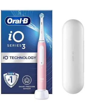 Oral-B iO Series 3 Ηλεκτρική Οδοντόβουρτσα με Αισθητήρα Πίεσης και Θήκη Ταξιδίου Ροζ