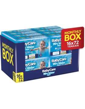 BabyCare Μωρομάντηλα με 99% Νερό, χωρίς Οινόπνευμα & Parabens 16x72τμχ
