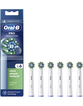 Oral-B Pro CrossAction Ανταλλακτικές Κεφαλές για Ηλεκτρική Οδοντόβουρτσα Άσπρες, 6τμχ