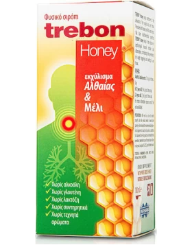 Uni-Pharma Trebon Honey Σιρόπι με Μέλι και Αλθαία για Ξηρό και Παραγωγικό Βήχα χωρίς Γλουτένη, 100ml