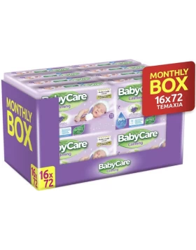 BabyCare Calming Pure Water Baby Wipes Monthly Box Καταπραϋντικά Μωρομάντηλα με Εκχύλισμα Λεβάντας &