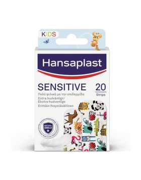 Hansaplast Sensitive Kids Plaster Strips Επιθέματα με Φιγούρες από Ζωάκια 20 τμχ