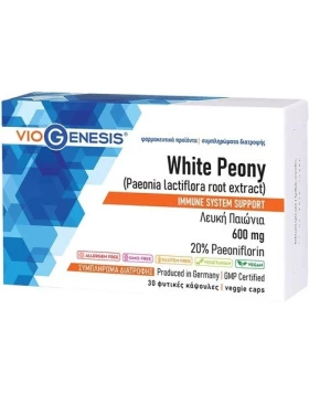 Viogenesis White Peony 600mg Συμπλήρωμα για την Ενίσχυση του Ανοσοποιητικού 30 φυτικές κάψουλες