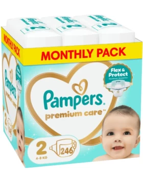 Pampers Premium Care Monthly Pack No.2 (  kg) Βρεφικές Πάνες, 246 τμχ