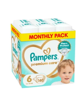 Pampers Premium Care Πάνες με Αυτοκόλλητο No. 6 για 13-18kg 140τμχ Monthly Pack
