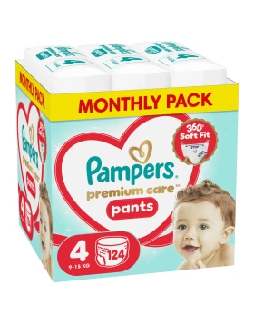  Pampers Premium Care Pants Πάνες Βρακάκι  No.4 (9-15Kg) Monthly Pack 124τμχ