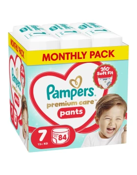  Pampers Premium Care Pants Πάνες Βρακάκι  No.7 (15+Kg) Monthly Pack 84τμχ