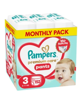  Pampers Premium Care Pants Πάνες Βρακάκι  No.3 (6-11Kg) Monthly Pack 152τμχ