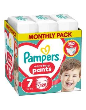 Pampers Pants Πάνα-Βρακάκι Μέγεθος 7 (15+kg)  Monthly Pack 128τμχ