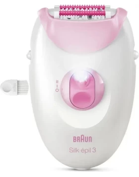 Braun Αποτριχωτική Μηχανή Epilator  Silk Epil 3 SE3-000/N με 2 ταχύτητες - Pink
